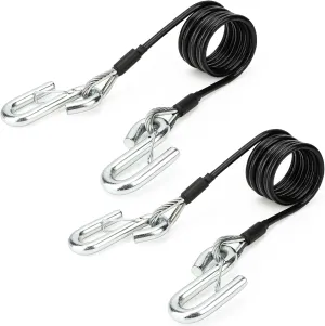 BX88196 Safety Cable Kit with S-Hook | 7 Ft 7500LBS Black Coiled Cable Replace# BX88196 （Set of 2） (BX88196)