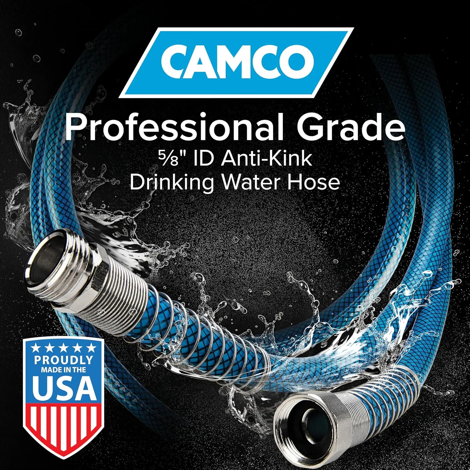 Camco TastePURE 25-Foot Premium Drinking Water Hose - Features a No-Kink Heavy-Duty Design with Machined Fittings for Extra Strength, 5/8” ID, and is Lead-Free, BPA-Free, and Phthalate-Free (22833)