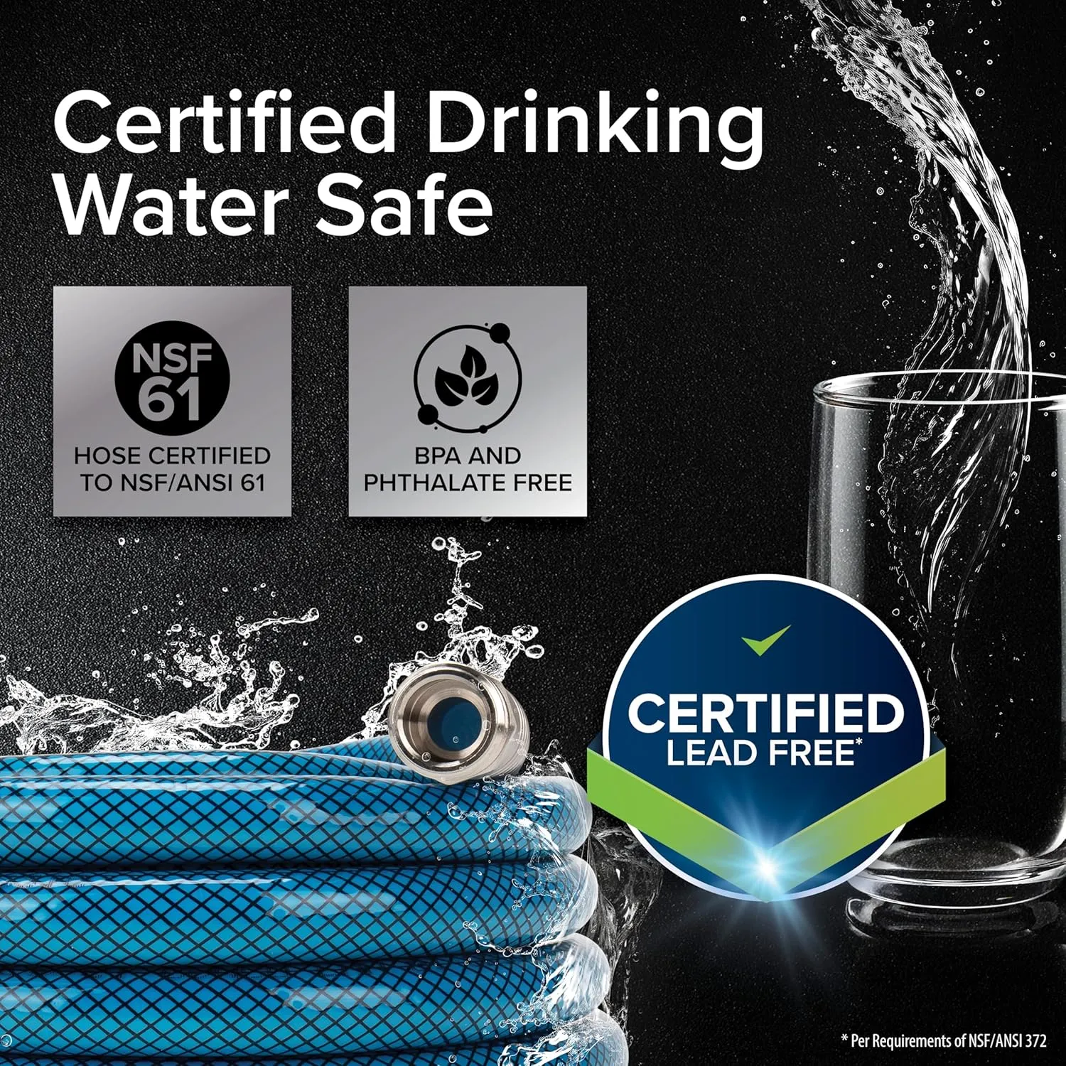 Camco TastePURE 25-Foot Premium Drinking Water Hose - Features a No-Kink Heavy-Duty Design with Machined Fittings for Extra Strength, 5/8” ID, and is Lead-Free, BPA-Free, and Phthalate-Free (22833)