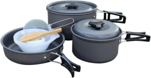 Camping Accessories Cooking Set Lightweight Aluminum Outdoor Pot Set Includes Frying Pan Soup Spoon Rice Spoon for Hiking