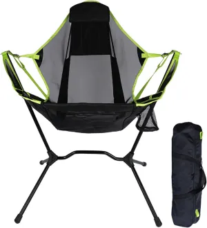 Camping Chair Backrest Folding Swing Chair, Outdoor Aluminum Alloy Swing Recliner with Storage Bag for Camping Hiking Picnic Travel Beach