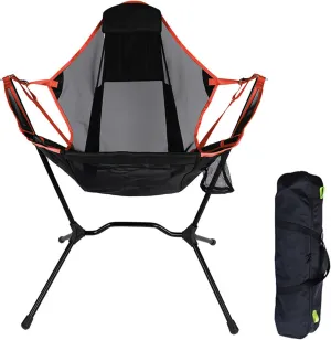 Camping Chair Backrest Folding Swing Chair, Outdoor Aluminum Alloy Swing Recliner with Storage Bag for Camping Hiking Picnic Travel Beach