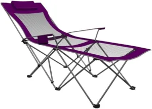 Camping Chair Camp Chair Portable Camping Chair with Footrest Mesh Backrest Folding Reclining Lunch Break Bed Sitting Lying Dual-Purpose Beach Seat Folding Chairs Outdoor Fishing Chair (Col