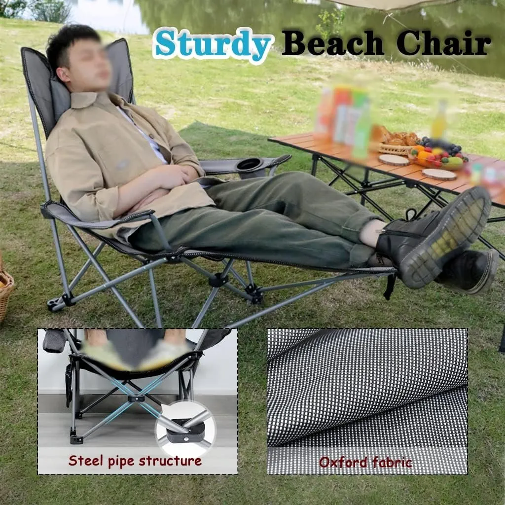 Camping Chair Camping Chair Recliner Lightweight Wear-Resistant Leisure Beach Chair, Easy Carry Fishing Chair with Cup Holder, Office Lunch Break Lounger with Legrest, 4 Styles