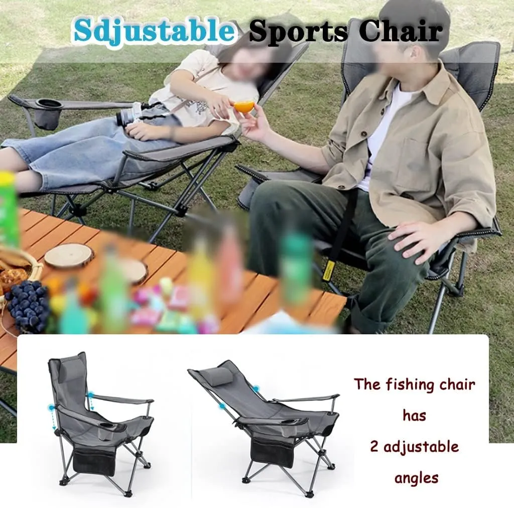Camping Chair Camping Chair Recliner Lightweight Wear-Resistant Leisure Beach Chair, Easy Carry Fishing Chair with Cup Holder, Office Lunch Break Lounger with Legrest, 4 Styles