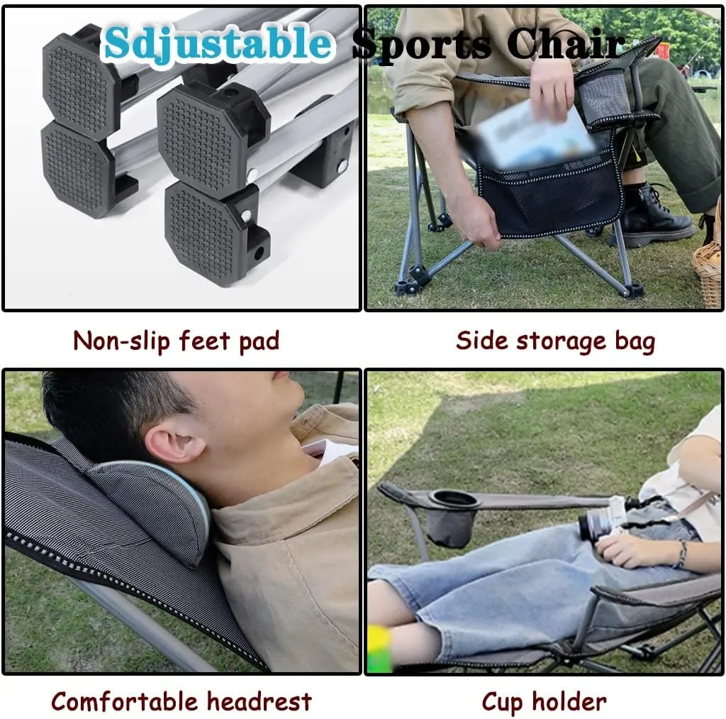 Camping Chair Camping Chair Recliner Lightweight Wear-Resistant Leisure Beach Chair, Easy Carry Fishing Chair with Cup Holder, Office Lunch Break Lounger with Legrest, 4 Styles