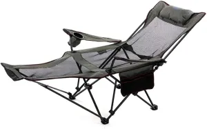 Camping Chair Outdoor Recliner and Lounge Chair Backpacking Folding Chair with Built in Headrest and Footrest Oxford Fabric Material for Camping Fishing
