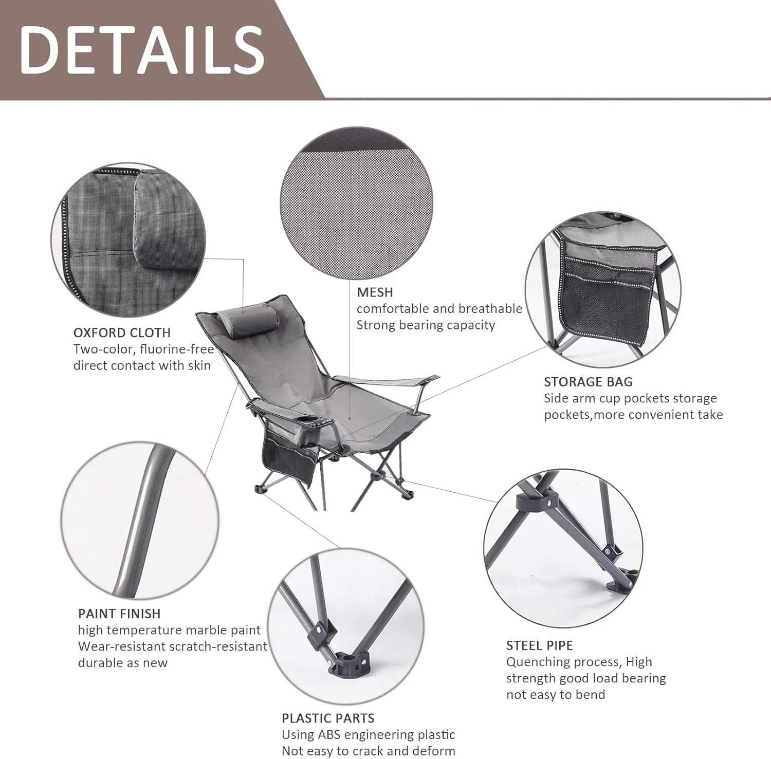 Camping Chair Recliner Portable, Beach Chairs Height Folding Lightweight, Comfortable Camping Chairs, for Camping, Hiking Fishing,F