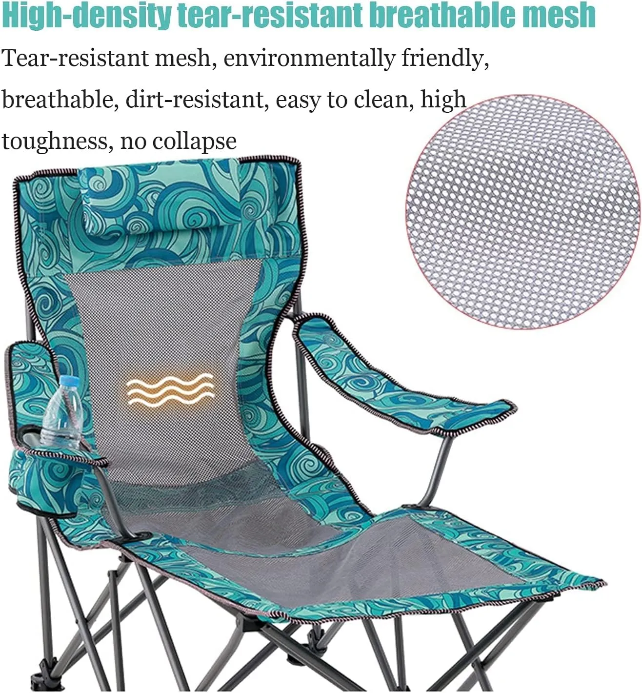 Camping Chairs Portable Camping Chair with Footrest Mesh Backrest Folding Reclining Lunch Break Bed Sitting Lying Dual-Purpose Beach Seat Portable Folding Chair (Color : D)