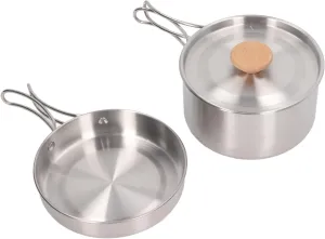 Camping Cooking Pot and Pan Set, 304 Stainless Steel Portable Cookware Mess Kit with Storage Bag for Hiking Backpacking