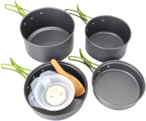 Camping Cookware Kit Soup Pot Pan Utensils Set Portable Outdoor Dinnerware