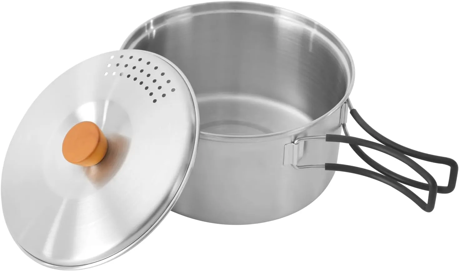 Camping Cookware Mess Kit, 7/6.9/6.3 Inch Lightweight Pot Pan Overlapped Stainless Steel Campfire Cooking Pots and Pans with Travel Tote Bag for Home RV Boat Camping Hiking and Picnic