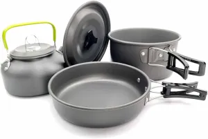 Camping Cookware Mess Kit Portable Outside Camping Cooking Set Lightweight Camping Pots and Pans Non-Stick Kettle Outdoor