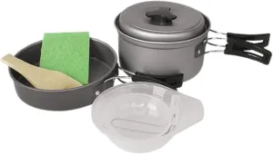Camping Cookware Mess Kit Soup Pot Lightweight Cooking Gear Frying Pan Bowls Spoon for Outdoor Sports Backpacking Picnic