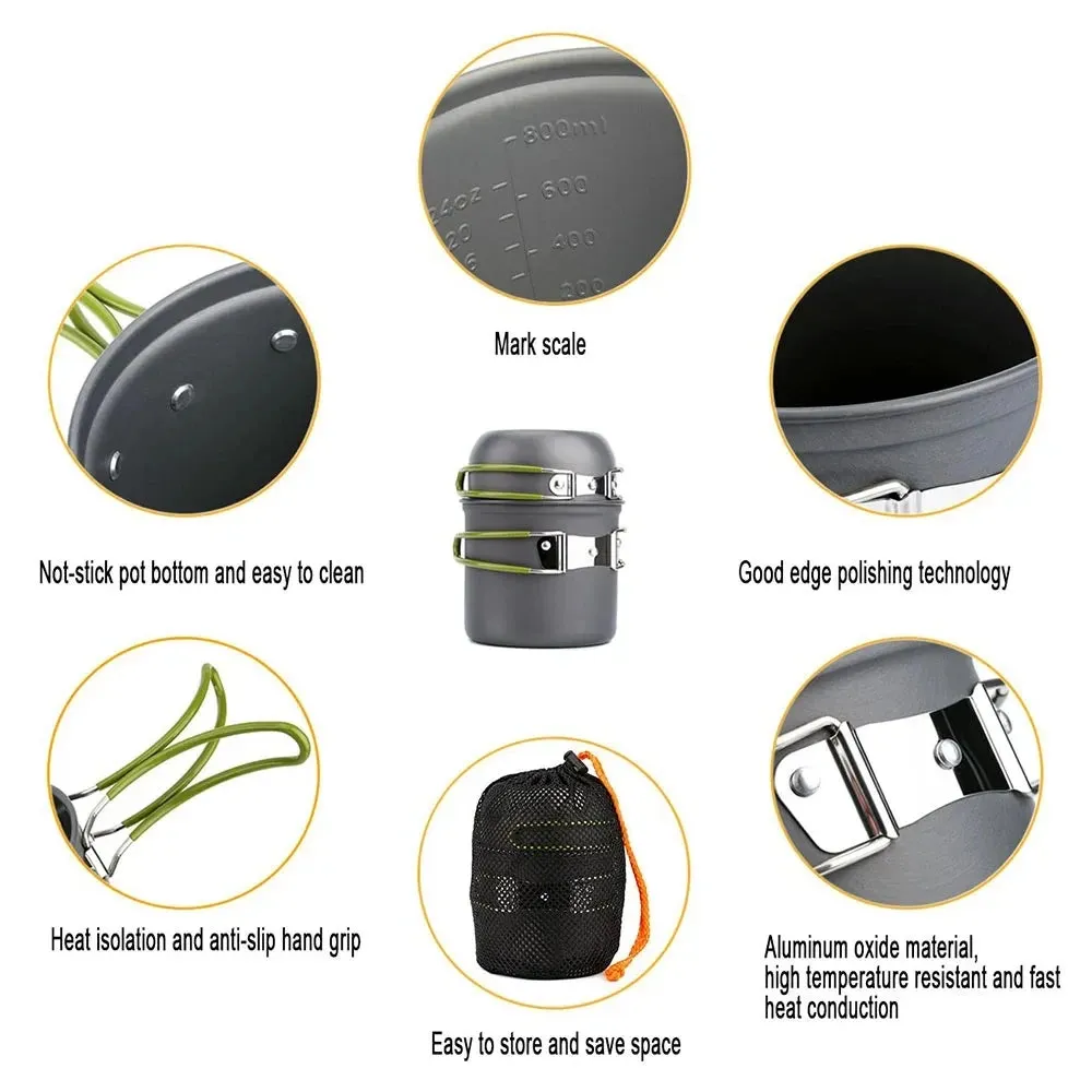 Camping Cookware Mess Kit Ultralight Camping Pot Set