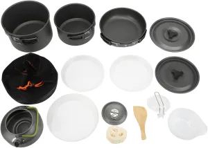 Camping Cookware Set Portable Outdoor Mess Kit Folding Handle 4-5 People Backpacking Picnic