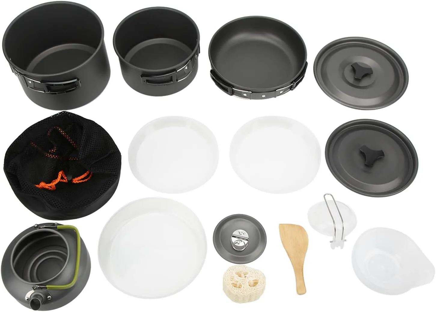 Camping Cookware Set Portable Outdoor Mess Kit Folding Handle 4-5 People Backpacking Picnic