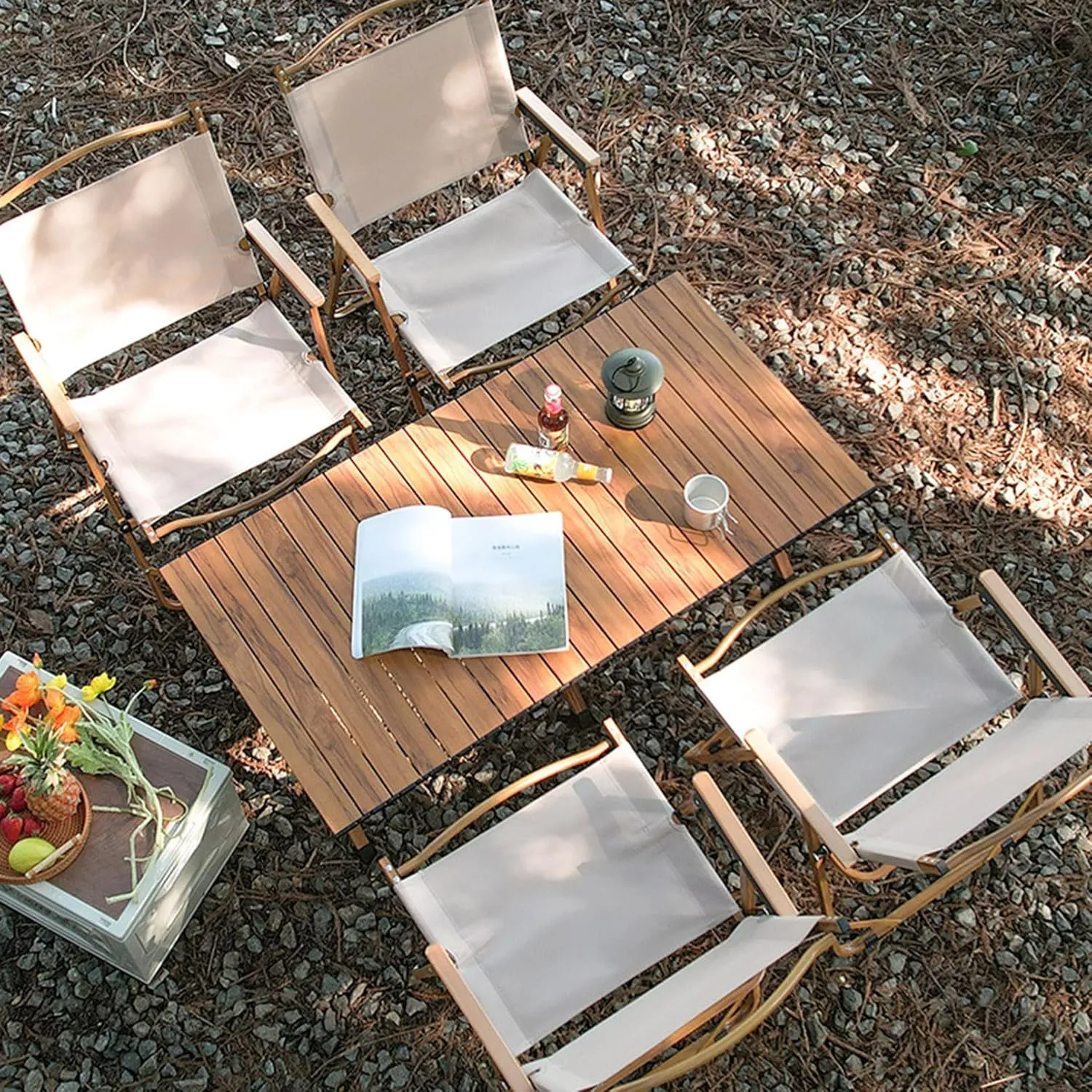 Camping Directors Chair, Heavy Duty Oversized Portable Folding Chair with Wooden Armrests for Beach, Fishing,Trip,Picnic,Lawn,Concert Outdoor Foldable Camp Chairs, 51x41x61cm, Beige
