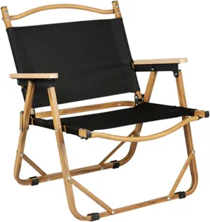 Camping Directors Chair, Heavy Duty Oversized Portable Folding Chair with Wooden Armrests for Beach, Fishing,Trip,Picnic,Lawn,Concert Outdoor Foldable Camp Chairs, 51x41x61cm, Black