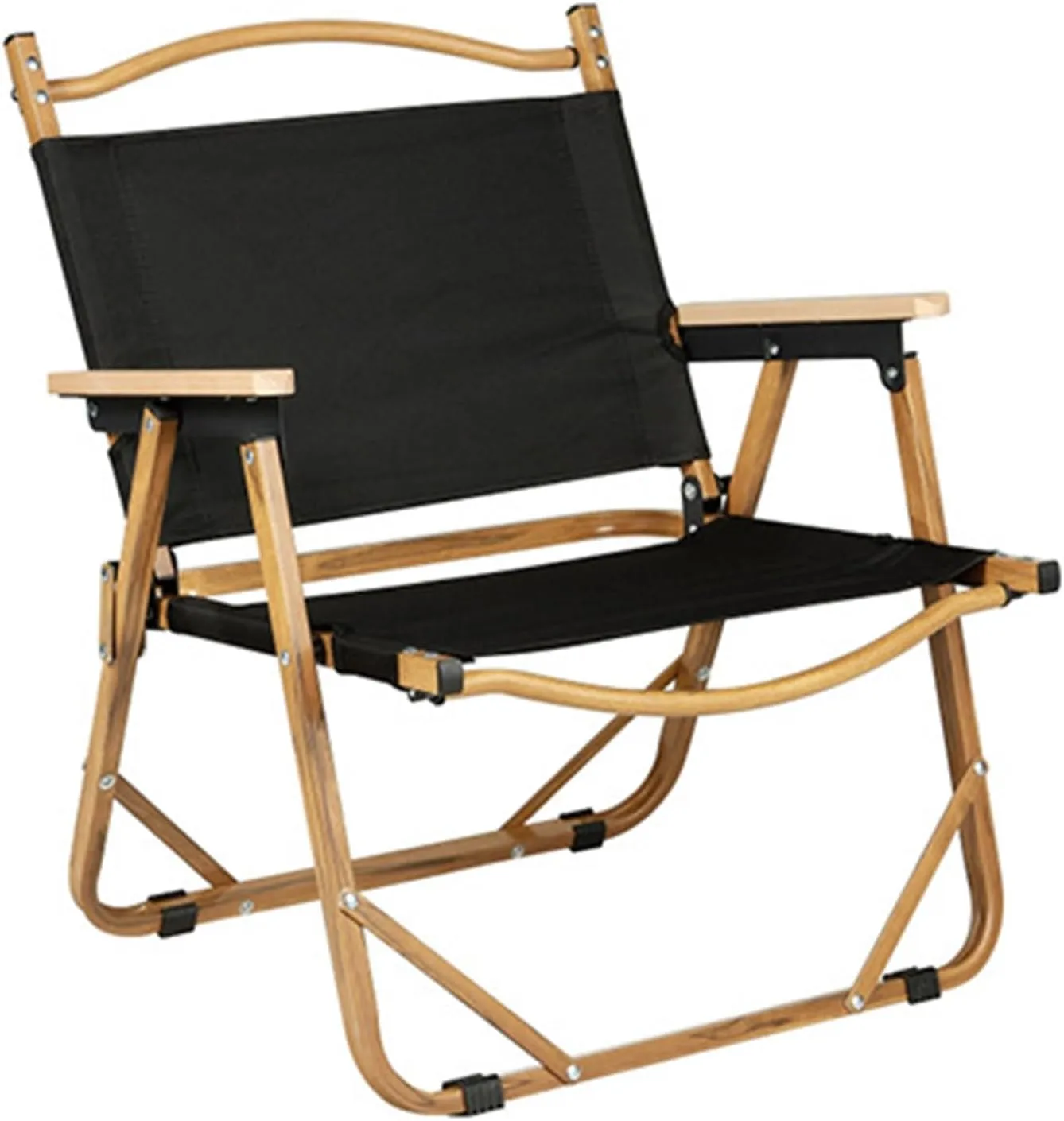 Camping Directors Chair, Heavy Duty Oversized Portable Folding Chair with Wooden Armrests for Beach, Fishing,Trip,Picnic,Lawn,Concert Outdoor Foldable Camp Chairs, 51x41x61cm, Black