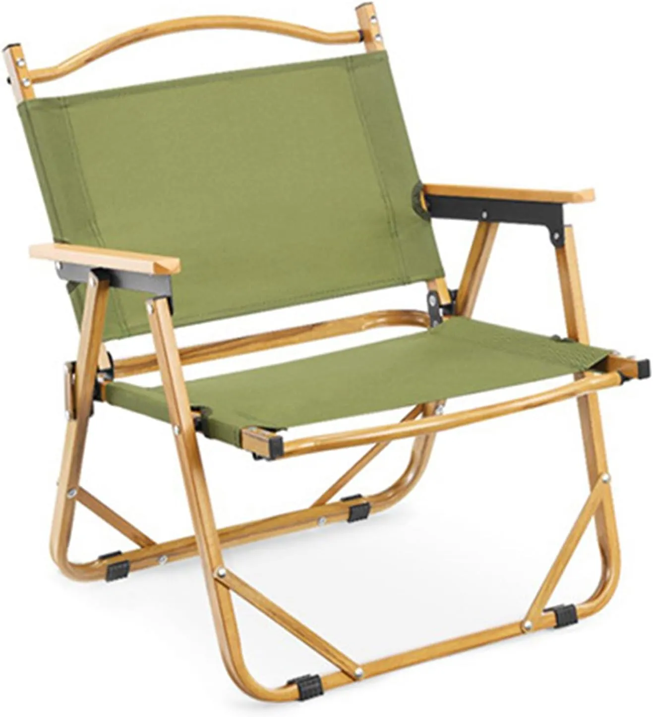 Camping Directors Chair, Heavy Duty Oversized Portable Folding Chair with Wooden Armrests for Beach, Fishing,Trip,Picnic,Lawn,Concert Outdoor Foldable Camp Chairs, 51x41x61cm, Green