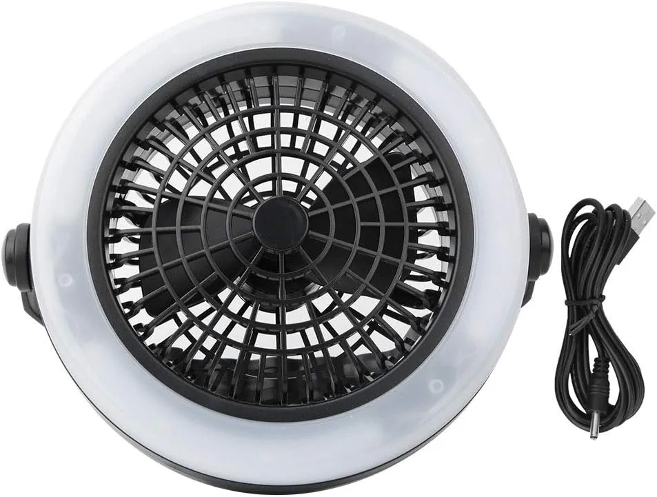 Camping Fan Lamp, Portable 12LED Fan Light, USB Charging Tent Lantern, Fan Lamp for Outdoor Hiking Camping