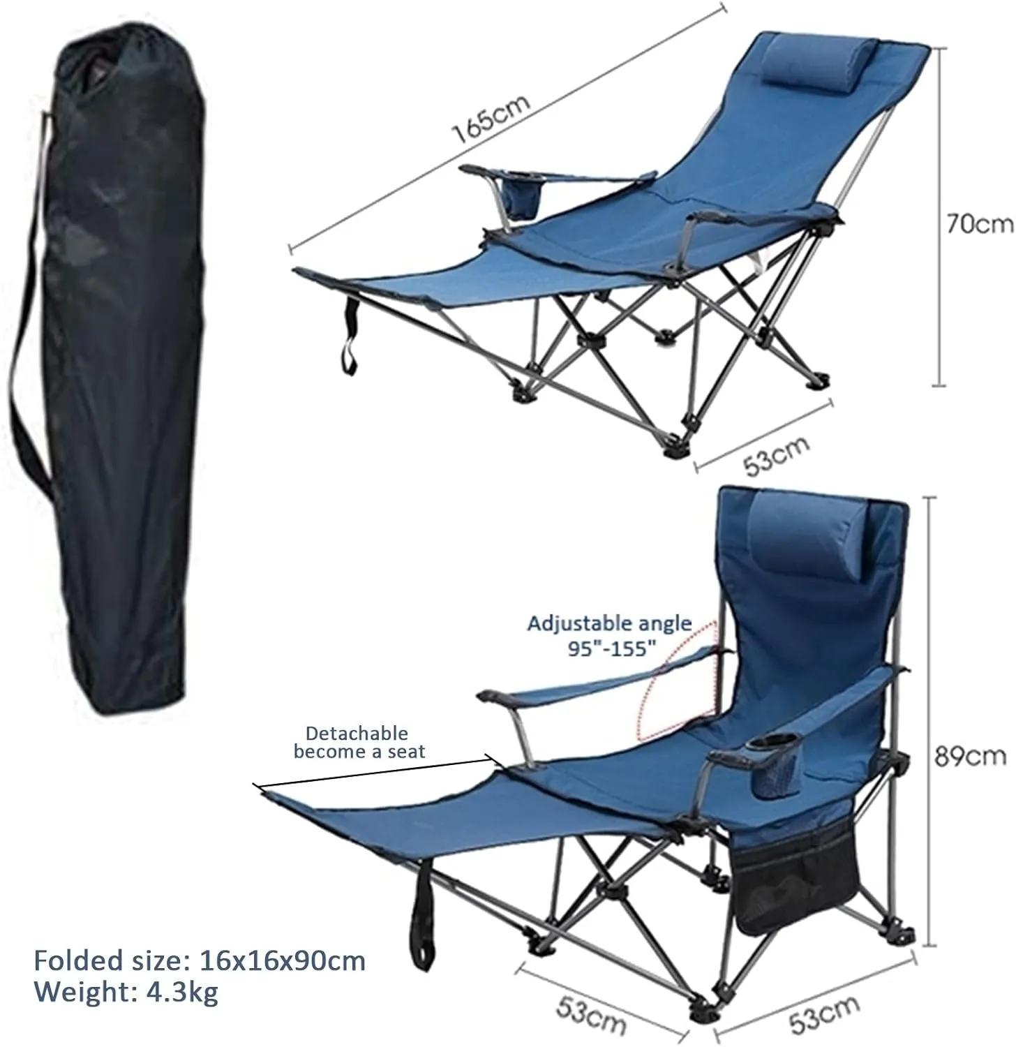 Camping Folding Chair Oversized for Outdoor Heavy Duty Foldable Camp Chair Outside for Adults, with Cup Bag and Storage Bag,Orange