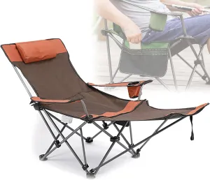 Camping Folding Chair Oversized for Outdoor Heavy Duty Foldable Camp Chair Outside for Adults, with Cup Bag and Storage Bag,Orange