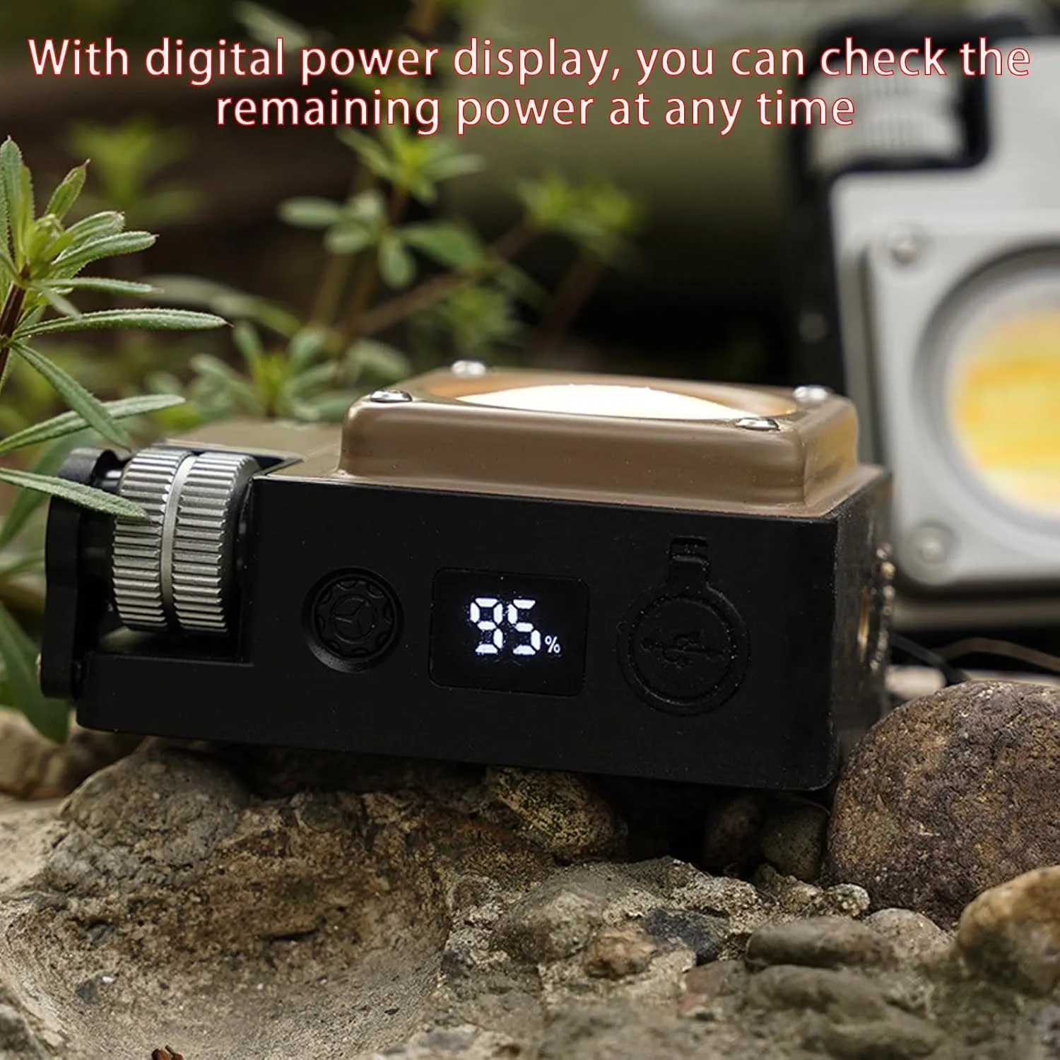 Camping Lantern Rechargeable, Portable Camping Light, Waterproof Portable Spotlight, for Camping Hiking Backpacking Emergency (Brown)