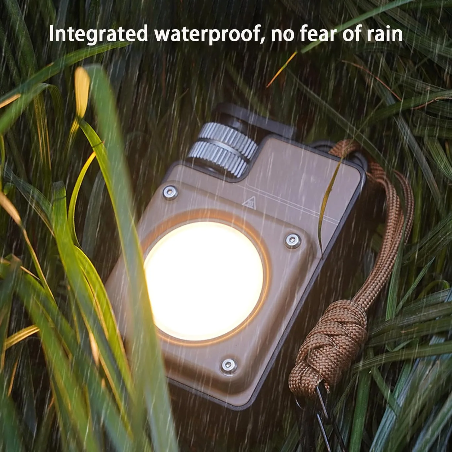 Camping Lantern Rechargeable, Portable Camping Light, Waterproof Portable Spotlight, for Camping Hiking Backpacking Emergency (Brown)