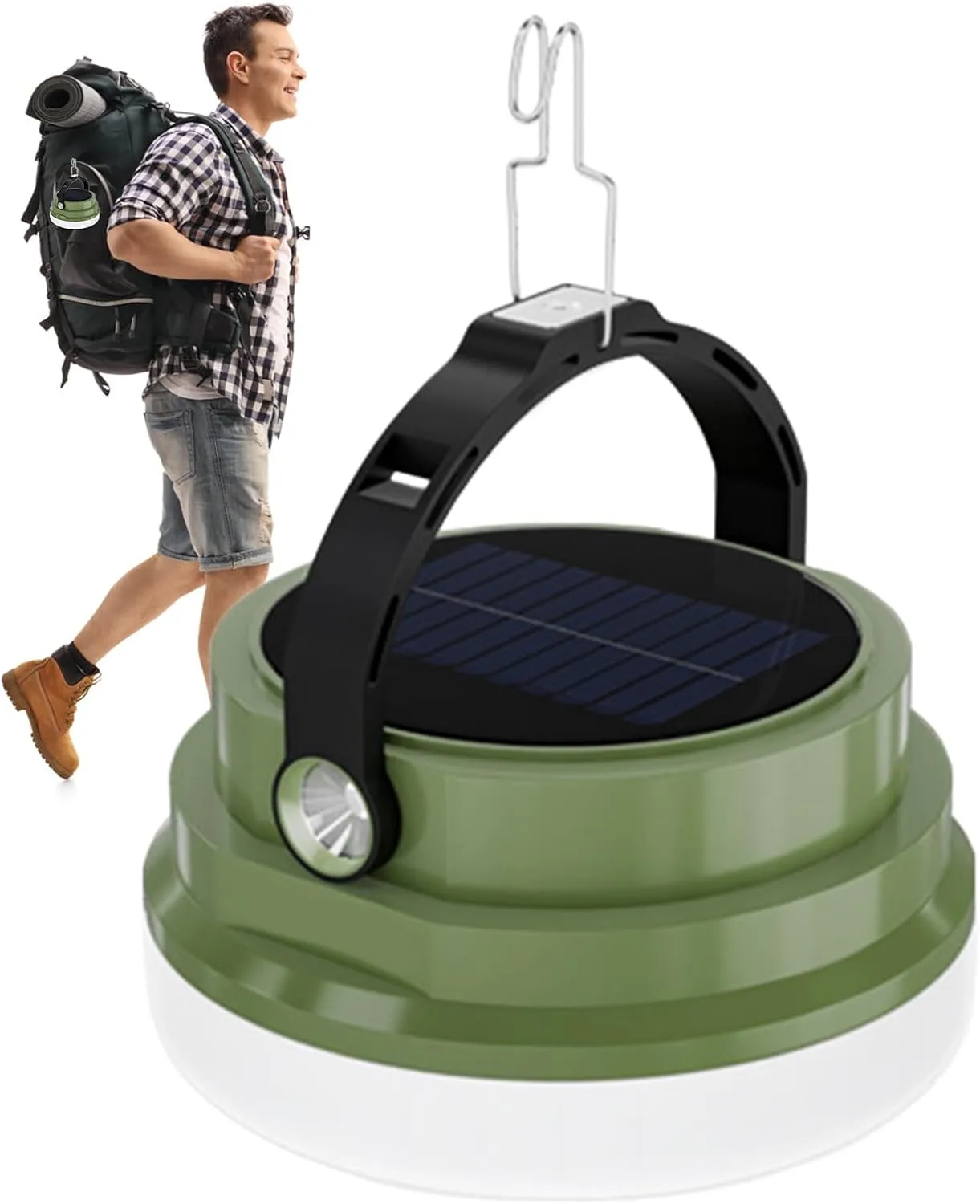 Camping Light, Solar Hiking Lamp, Night Fishing Lantern 12.5x7.5x12.5cm/4.92x2.95x4.92 Inches Bright & Energy-Efficient/Portable & Lightweight for Tailgate Gatherings and More