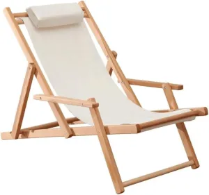 Camping Lounge Chair, Folding Reclining Camping Chair, Portable Recliner, Solid Wood Beach Chair Outdoor Chair