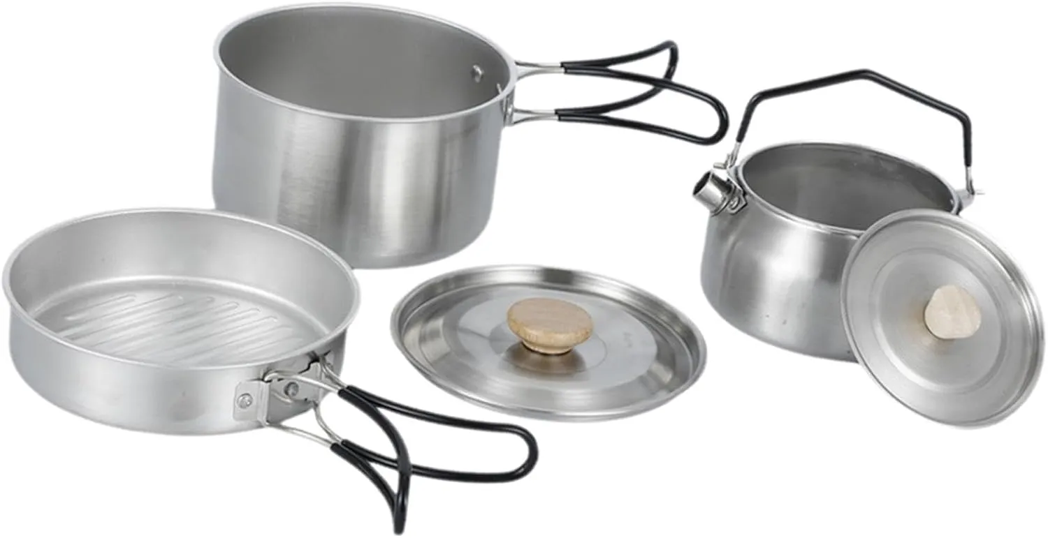 Camping Mess Kit Folding Handle Lightweight Kettle for Travel Picnic Outdoor