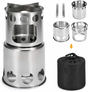 Camping Stove Outdoor Cookware Mess Kit Outdoor Folding Wood Stove Camping Pot Set Bowls Spoon Tableware Cooking Set (Color : A) (C)