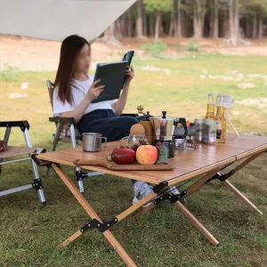 Camping Table, Lightweight Folding Camping Table, Portable Roll up Aluminum Table with Carry Bag for Picnic, Cooking, Camping, Beach(C)