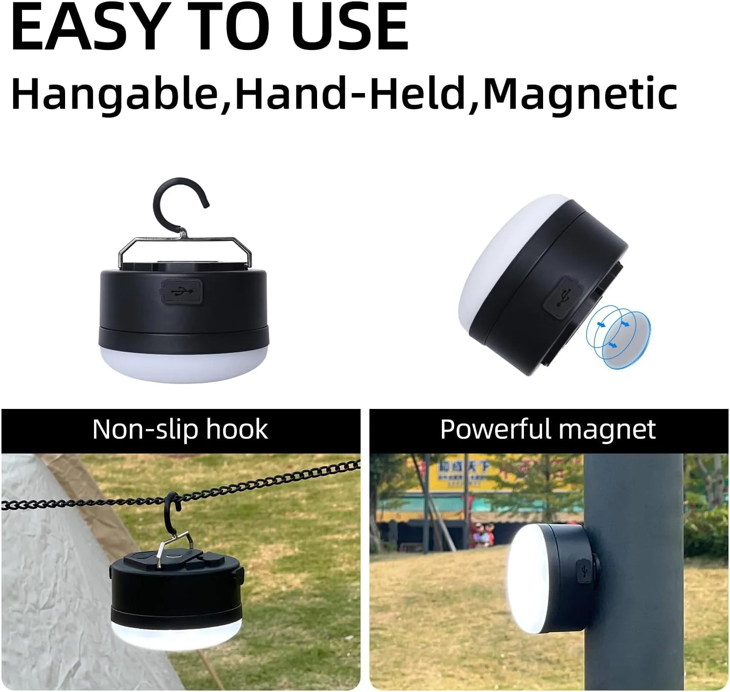 Camping Tent Lights Rechargeable 1000LM LED Camping Lantern - IPX5 Waterproof Hanging Light with 4 Modes 3000mAh Portable Outdoor Light for Camping, Hiking, Emergencies, Home Use