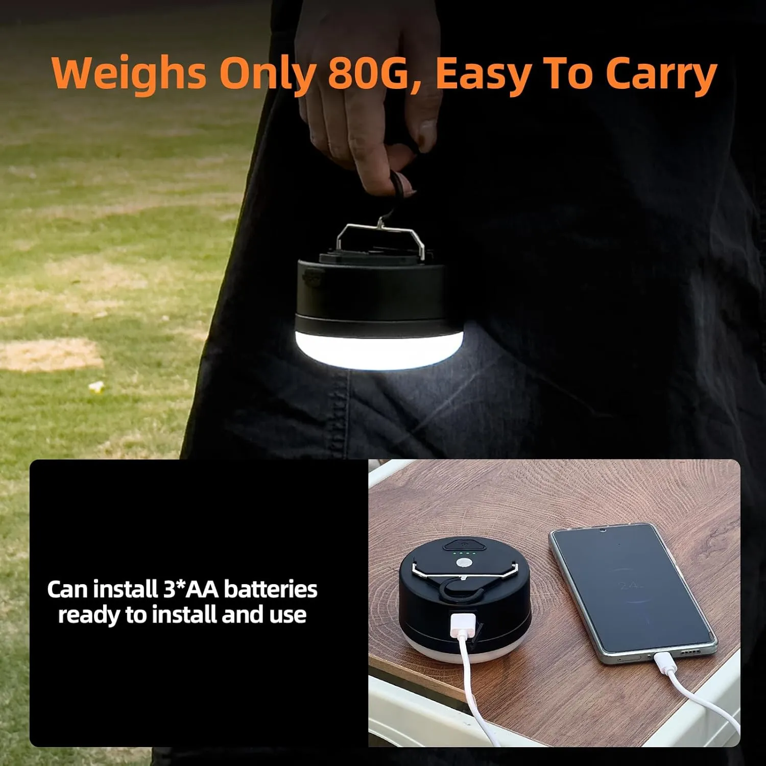 Camping Tent Lights Rechargeable 1000LM LED Camping Lantern - IPX5 Waterproof Hanging Light with 4 Modes 3000mAh Portable Outdoor Light for Camping, Hiking, Emergencies, Home Use