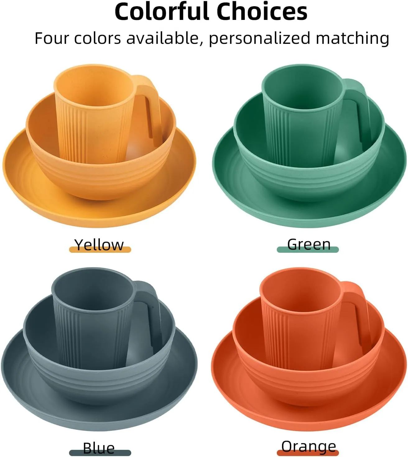 Camping Utensils Set for 1 Portable Wheat St Mess Kit with wl Plate Cup Fork Spoon Outdoor Tablewa & Picnicwa