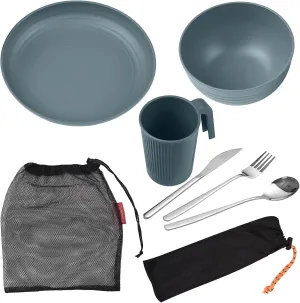 Camping Utensils Set for 1 Portable Wheat St Mess Kit with wl Plate Cup Fork Spoon Outdoor Tablewa & Picnicwa