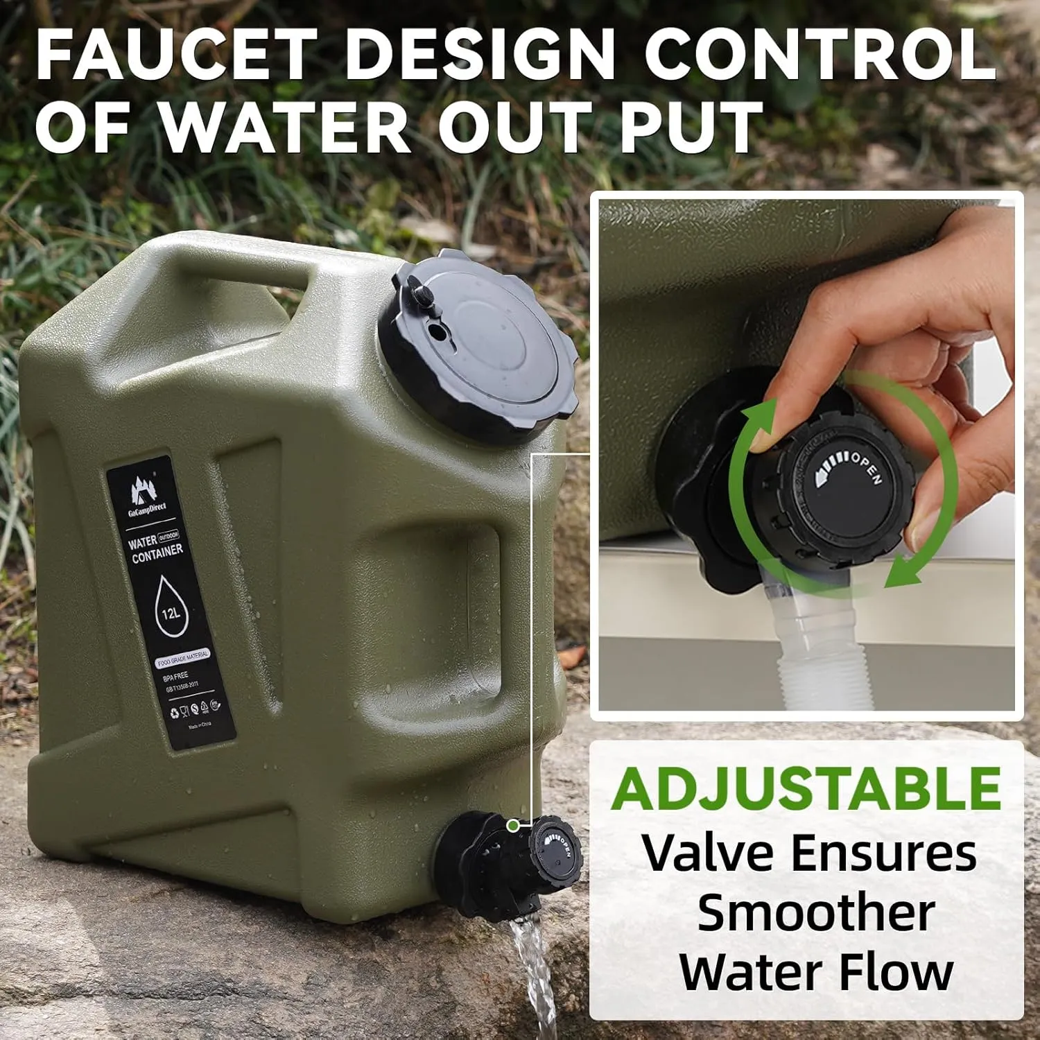 Camping Water Container - 3.2 Gallan Water Jug with Spigot| Portable Water Tank for Outdoor Hiking Picnic Supplies-Green