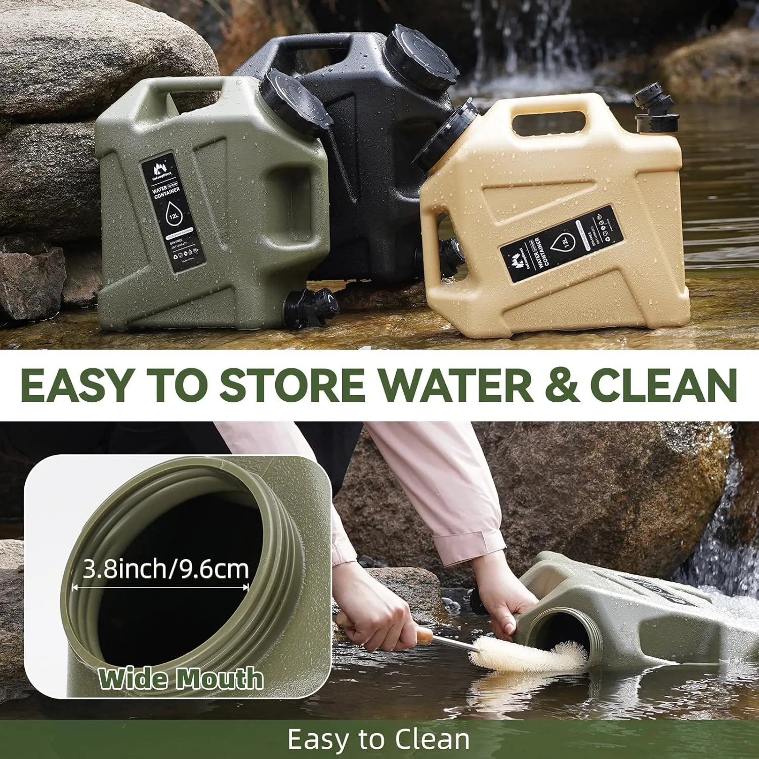 Camping Water Container - 3.2 Gallan Water Jug with Spigot| Portable Water Tank for Outdoor Hiking Picnic Supplies-Green