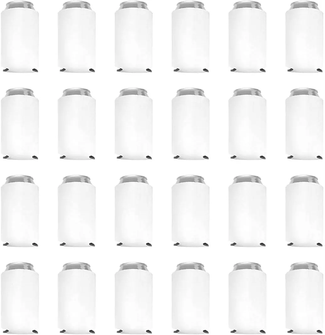 Can Cooler Sleeves Blank Poly Foam - Collapsible DIY Customizable for Parties Weddings Bulk (25, White)