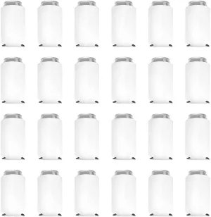 Can Cooler Sleeves Blank Poly Foam - Collapsible DIY Customizable for Parties Weddings Bulk (25, White)