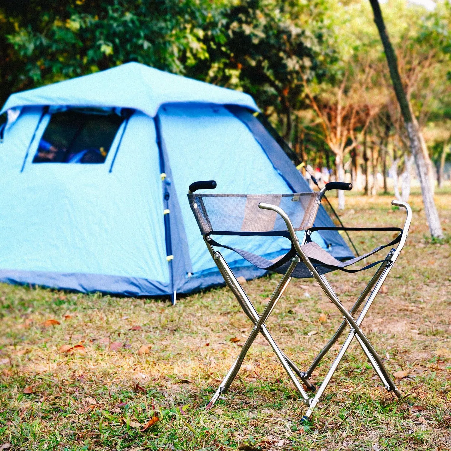 Canes and Walking Sticks Seat Collapsible 300lbs - Sport Folding Chair Seat Cane 4 Stool Walker for Camping (Heavy Duty Aluminum Alloy 1kg -2.2lb Weight XL Size Blue)