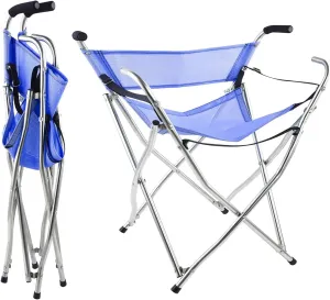 Canes and Walking Sticks Seat Collapsible 300lbs - Sport Folding Chair Seat Cane 4 Stool Walker for Camping (Heavy Duty Aluminum Alloy 1kg -2.2lb Weight XL Size Blue)