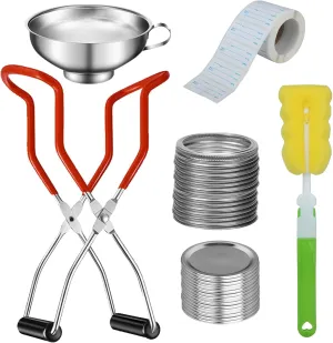 Canning Kit, Canning Jar Lifter,Canning Supplies Boxed Set, Stainless Canning Lids and Jar Lifter, Multifunctional Canning Tools, Canning kit includes wide mouth funnel for mason jars