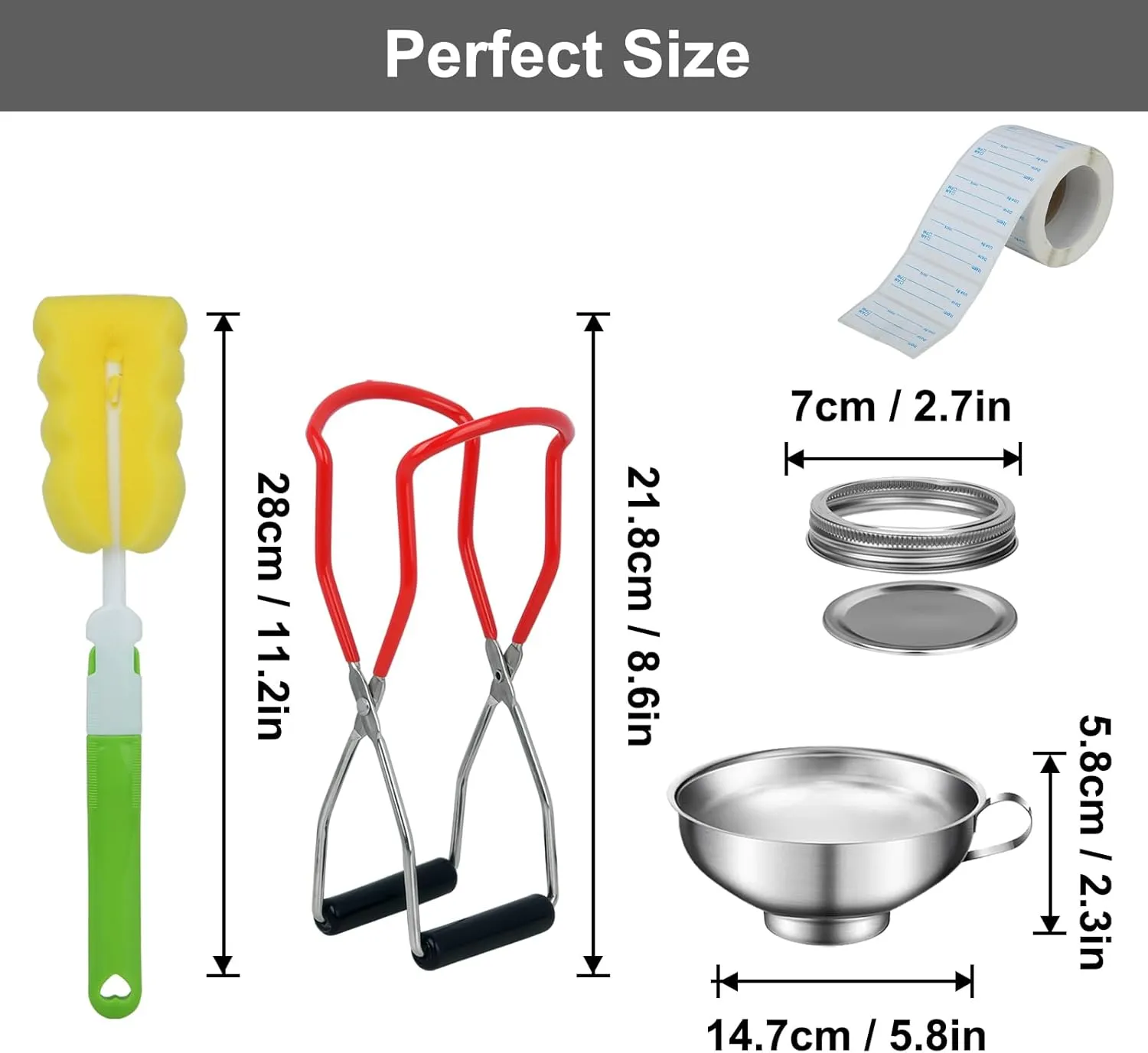 Canning Kit, Canning Jar Lifter,Canning Supplies Boxed Set, Stainless Canning Lids and Jar Lifter, Multifunctional Canning Tools, Canning kit includes wide mouth funnel for mason jars