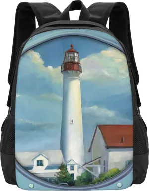 Cape May Lighthouse Lightweight Packable Backpack Travel Casual Large Capacity Daypack Foldable Backpack For Men Women