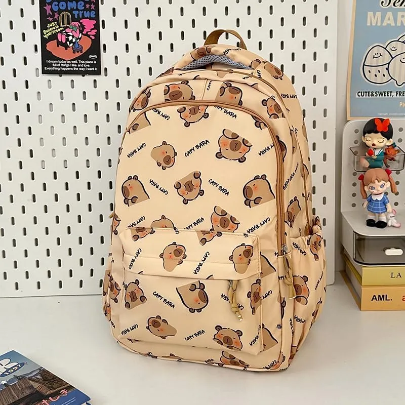 Capybara Backpack Ita Bag Breathable Cute Cartoon Mochila Capybara Bag Funny Kawaii Backpack