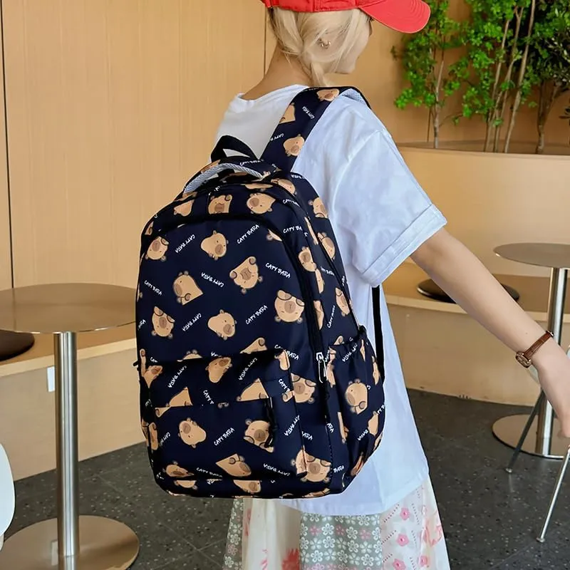 Capybara Backpack Ita Bag Breathable Cute Cartoon Mochila Capybara Bag Funny Kawaii Backpack